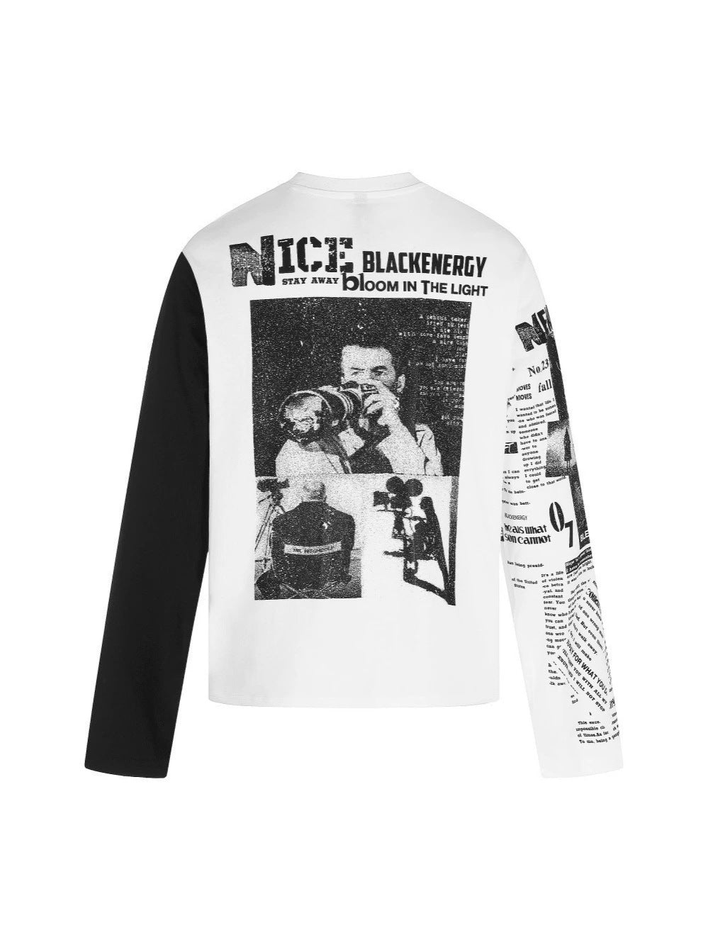 Newspaper Collage Graphic Long Sleeve T-Shirt WN28055
