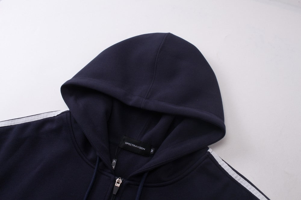 Stripe Zipper Hoodie & Wide Leg Drawstring Sweatpants Setup WN27993