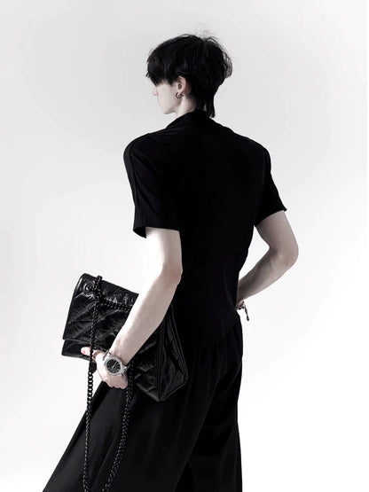 Plain Zip-Up Short Sleeve Shirt WN20341