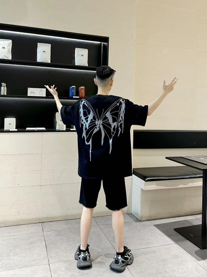 Rhinestone Butterfly Design Short Sleeve T-Shirt WN20701