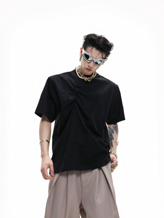Three-Dimensional Pleats Breathable Short Sleeve T-Shirt WN18344