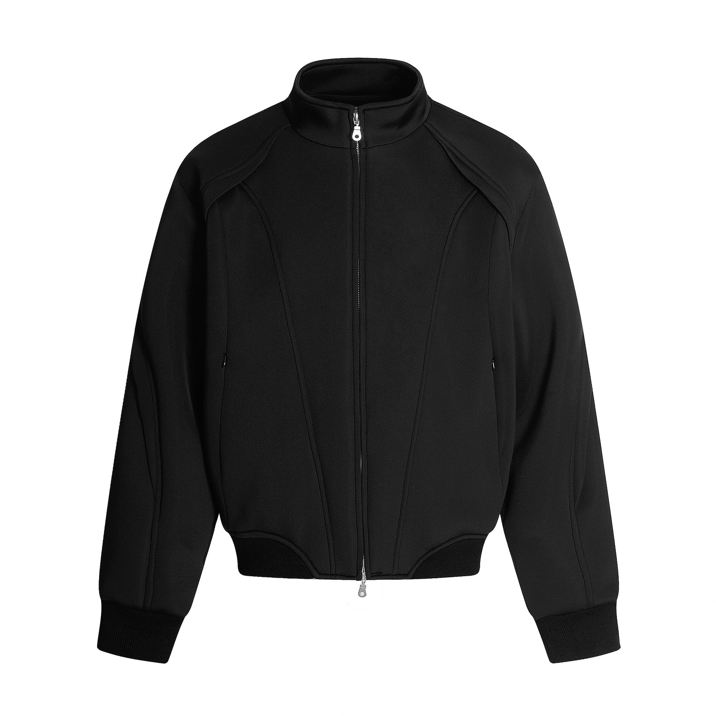 Deconstructed Oversize Zipper Stand Neck Jacket & Wide Leg Pants Setup WN20586