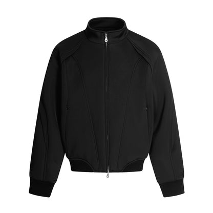 Deconstructed Oversize Zipper Stand Neck Jacket & Wide Leg Pants Setup WN20586