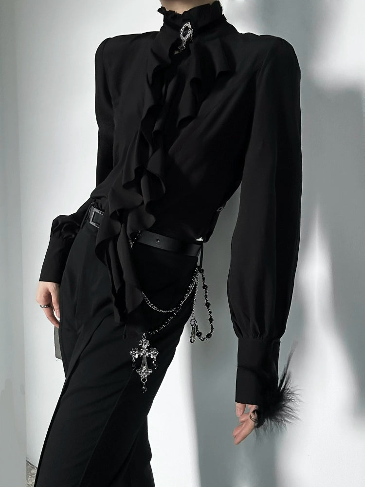 Ruffles Design Long Sleeve Shirt  WN19607