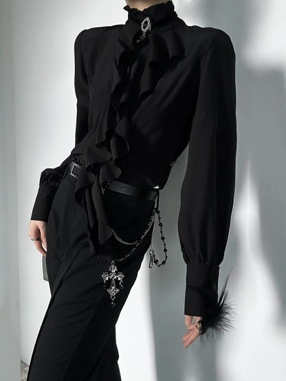 Ruffles Design Long Sleeve Shirt  WN19607