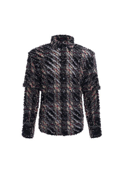 Detachable Sleeve Tweed Shirt WN8088