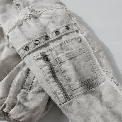 Raw Edge Heavy Wash Thick Puffer Jacket WN12696