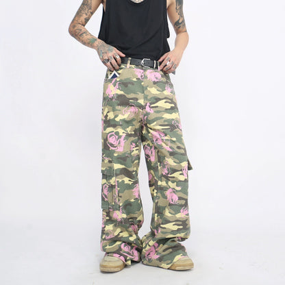 Camouflage Pink Rose Cargo Pants WN8363