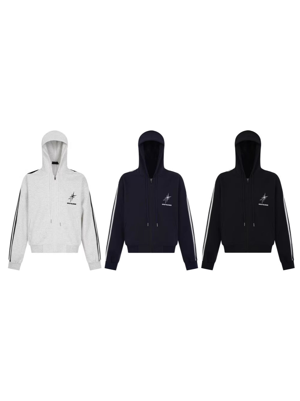 Stripe Zipper Hoodie & Wide Leg Drawstring Sweatpants Setup WN27993