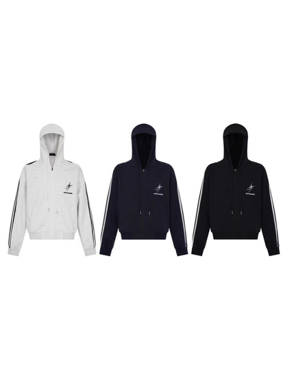 Stripe Zipper Hoodie & Wide Leg Drawstring Sweatpants Setup WN27993