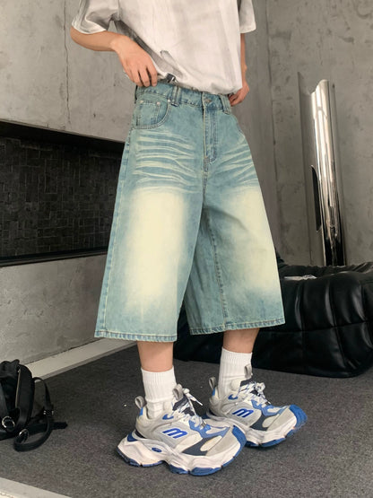 Washed Straight Leg Half Denim WN19838