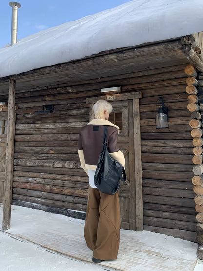 Fake Shearling Design PU Leather Jacket WN19787