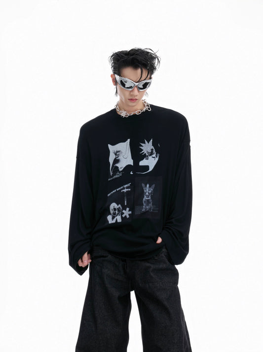 Art Print Stretch Long Sleeve T-Shirt WN20512