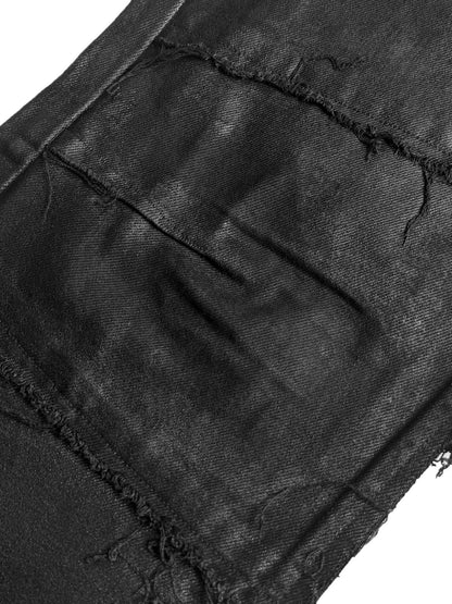 Lace-Up U-Shaped Seam Zipper Fly Straight Denim Jeans WN27070