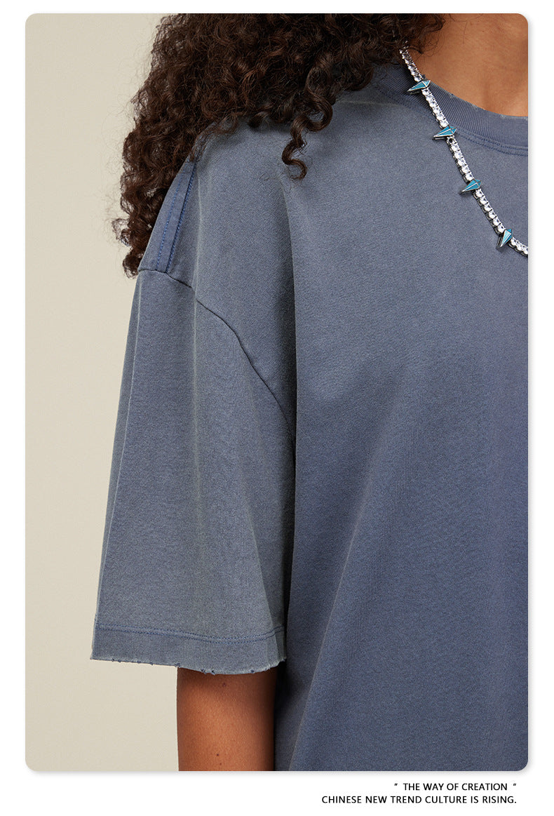 Washed Damage Oversize Short Sleeve T-Shirt WN6068