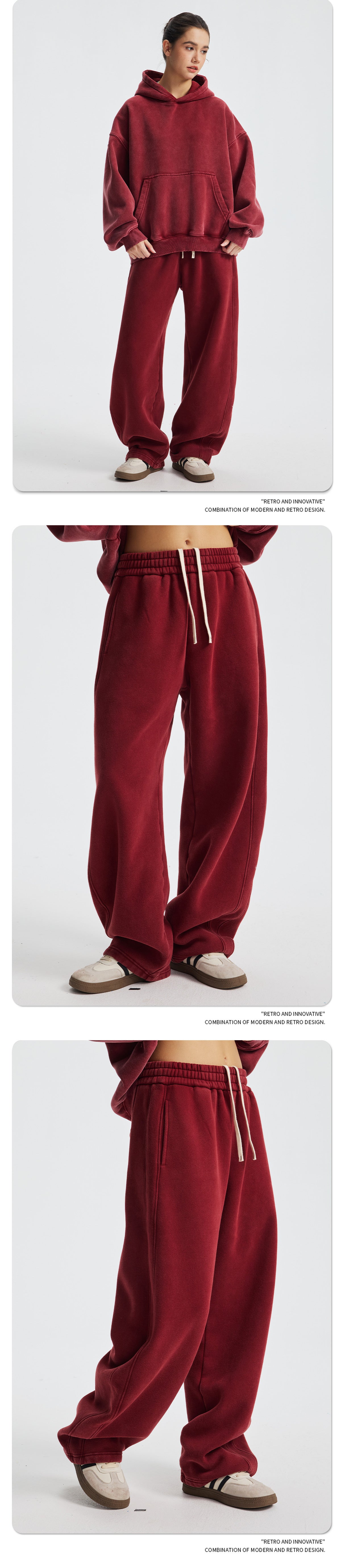 Fleece Lining Zip-Up Wax Dye Sweatpants WN23111-K