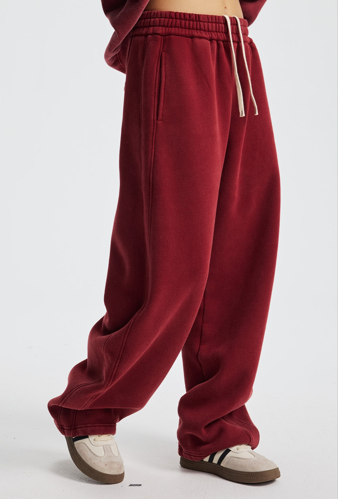 Fleece Lining Zip-Up Wax Dye Sweatpants WN23111-K