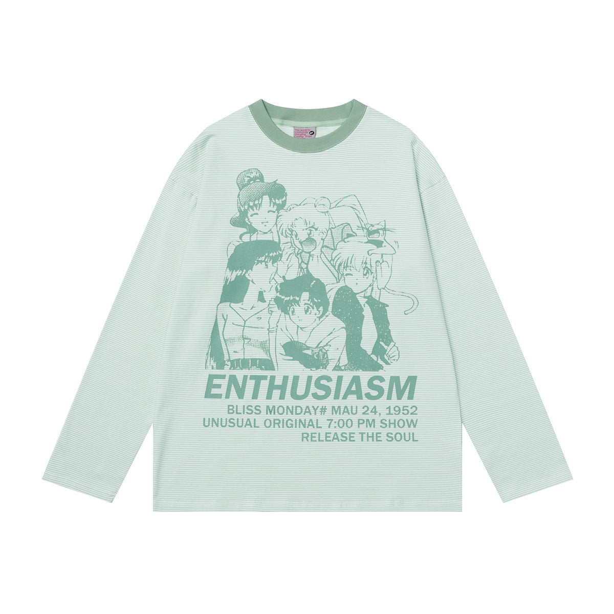 Striped Anime Graphic Oversize Long Sleeve T-Shirt WN25841