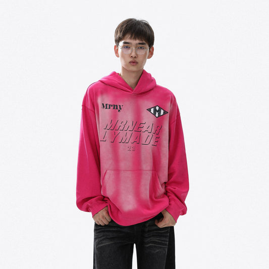 Letter Print Washed Oversize Pullover Hoodie WN22108