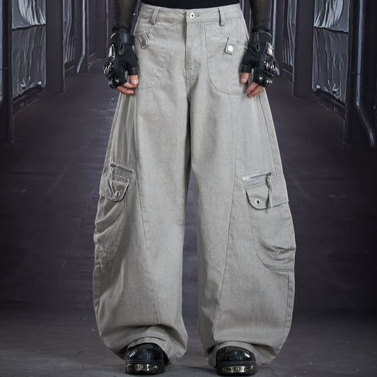 Multi-Pocket Patchwork Wide Leg Cargo Pants WN22859