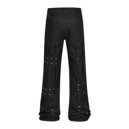 Heavyweight Studs Wide Leg Denim Jeans WN25687