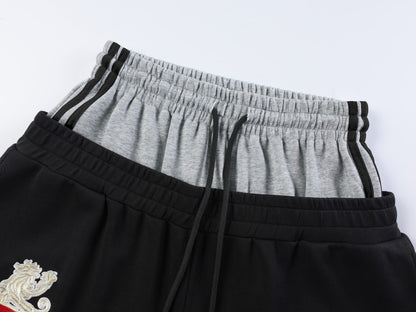 Fake Layered Contrast Waist Embroidery Puff Letter Wide Leg Sweatpants WN27893