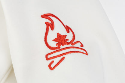 Letter Embroidery Fleece Lining Oversize Pullover Hoodie WN15036