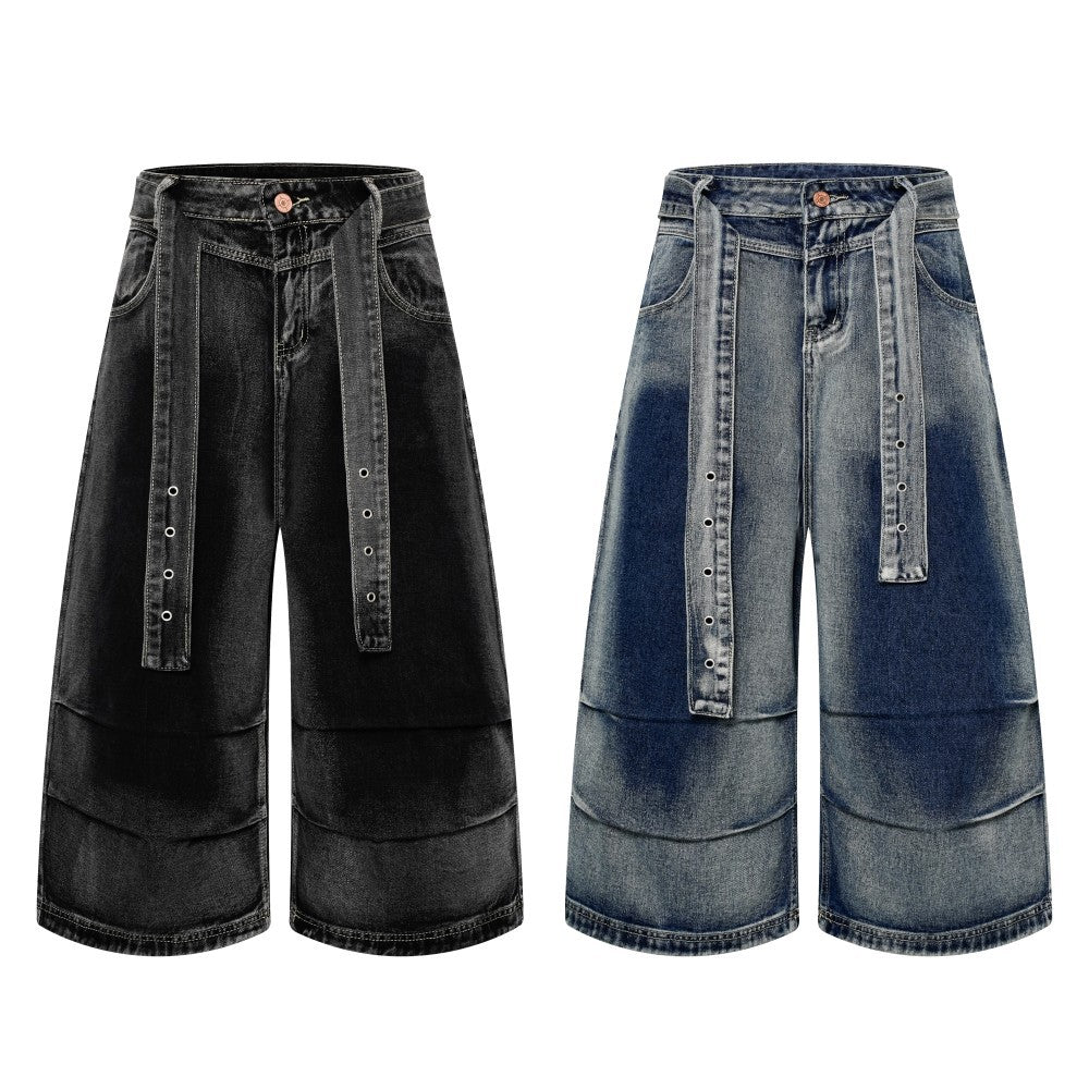 Denim Workwear Wide Leg Half Pants WN27941