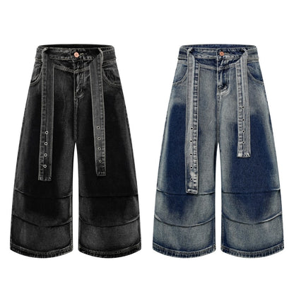 Denim Workwear Wide Leg Half Pants WN27941