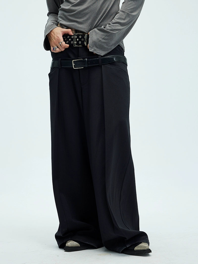 Double Waist Wide Leg Buggy Trousers WN9078