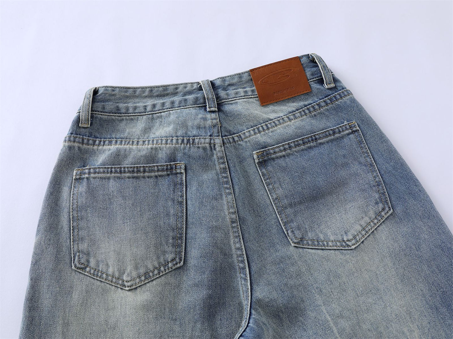 Washed Damage Wide Leg Micro Flare Denim Jeans WN16551