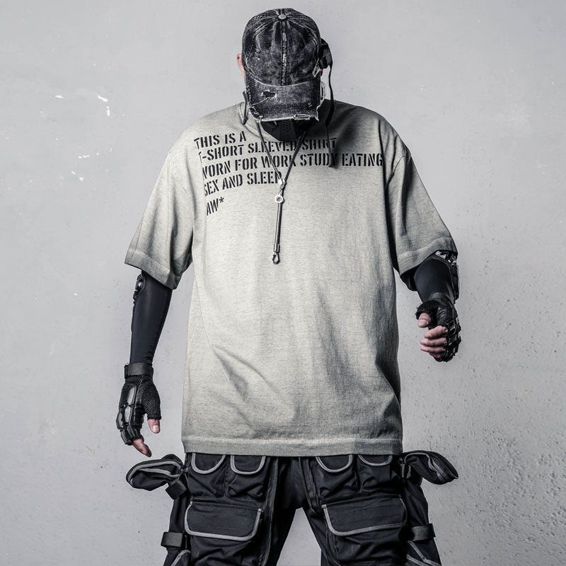 Damage Wash Letter Print Short Sleeve T-Shirt WN22485