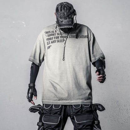 Damage Wash Letter Print Short Sleeve T-Shirt WN22485