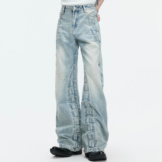 Gradient Wash Whisker High-Waist Wide Leg Denim Jeans WN27005