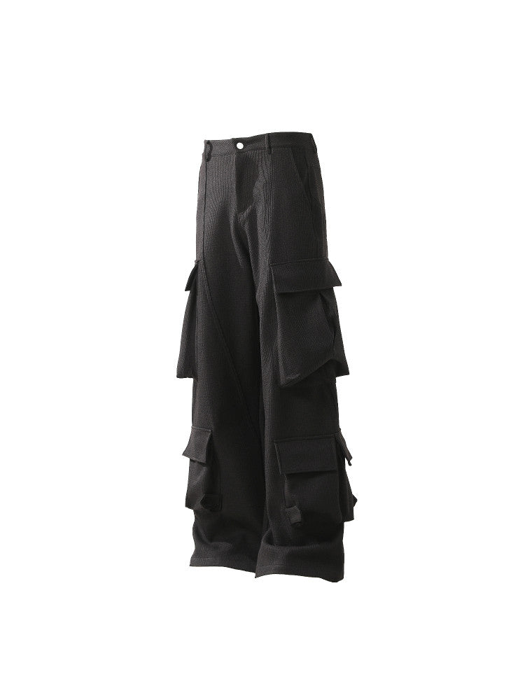 Multi-Pocket Curved Wide Leg Cargo Pants WN24217