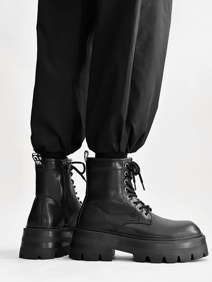 Chunky Lug Sole Platform Lace-Up Zipper Boots WN24547