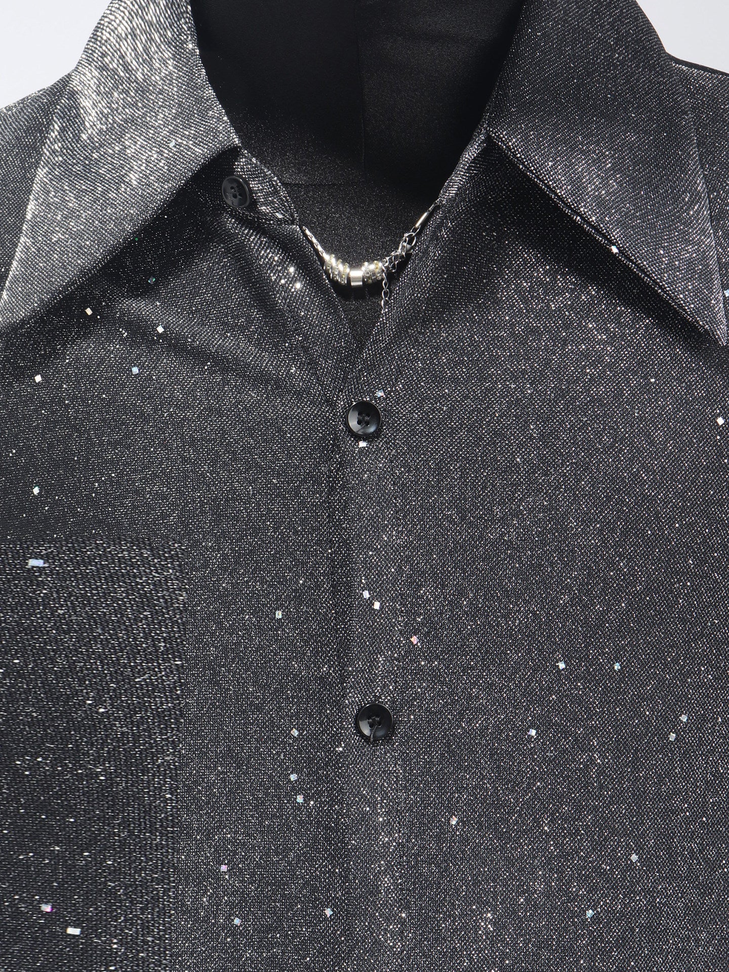 Glitter Texture Long Sleeve Shirt WN23698