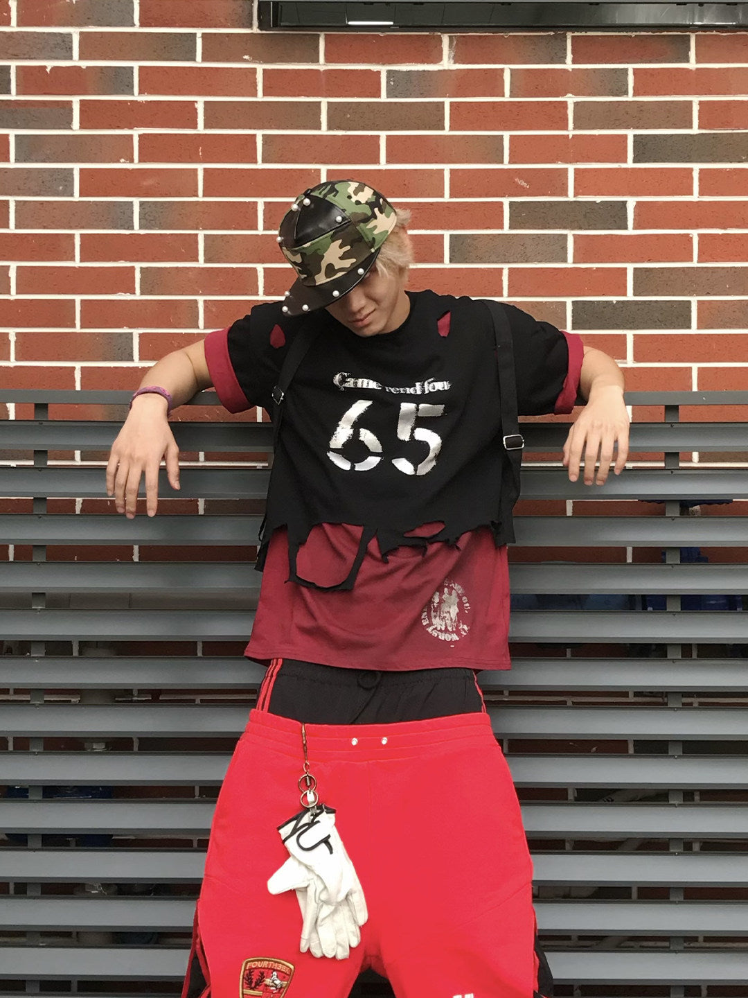 Damage Graphic Oversize Short Sleeve T-Shirt WN27148
