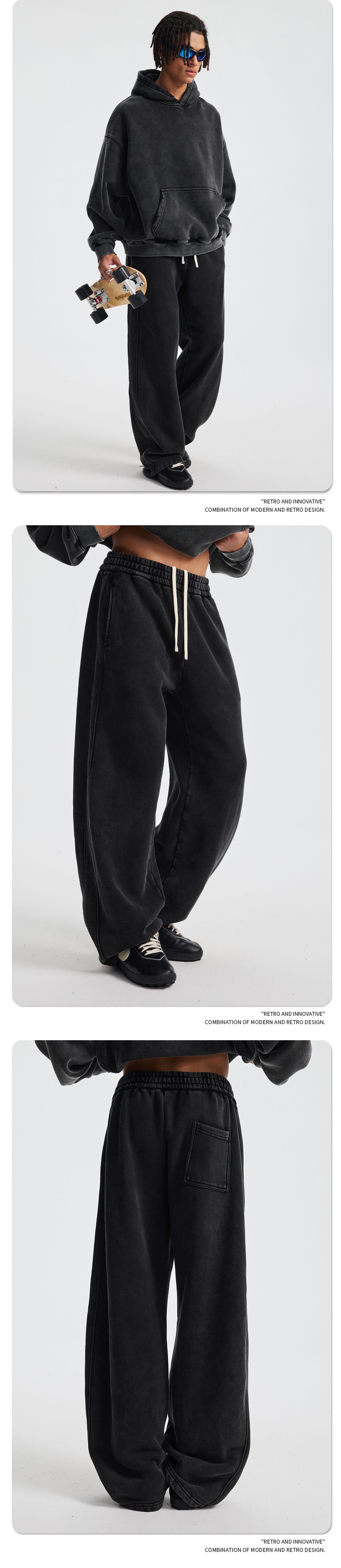Fleece Lining Zip-Up Wax Dye Sweatpants WN23111-K