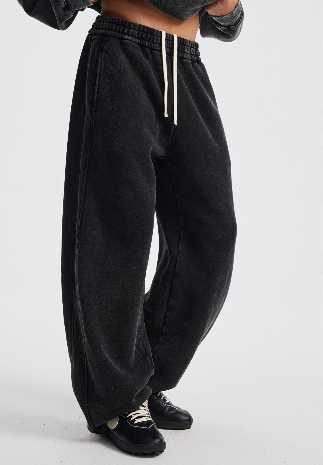 Fleece Lining Zip-Up Wax Dye Sweatpants WN23111-K