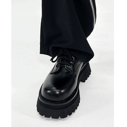 Round Toe Chunky Sole Leather Shoes WN19146