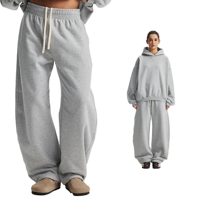 Fleece Lining Oversize Hoodie & Wide Leg Sweatpants Setup WN23113