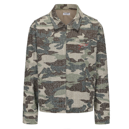 Camouflage Print Zipper Long Sleeve Shirt WN15830