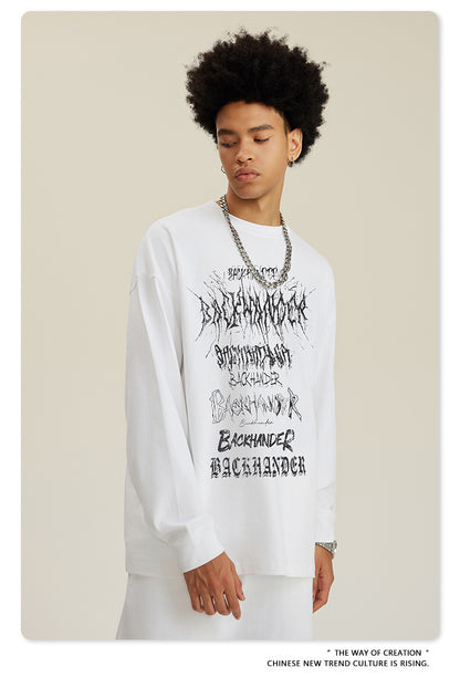 Water Washed Print Long Sleeve T-Shirt WN7882