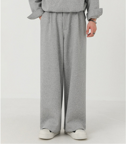 Fake Layered Stand Neck Sweatshirt & Wide Leg Sporty Pants Setup WN21264