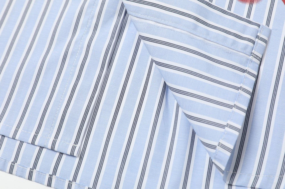 Stripe Letter Print Long Sleeve Shirt WN25396