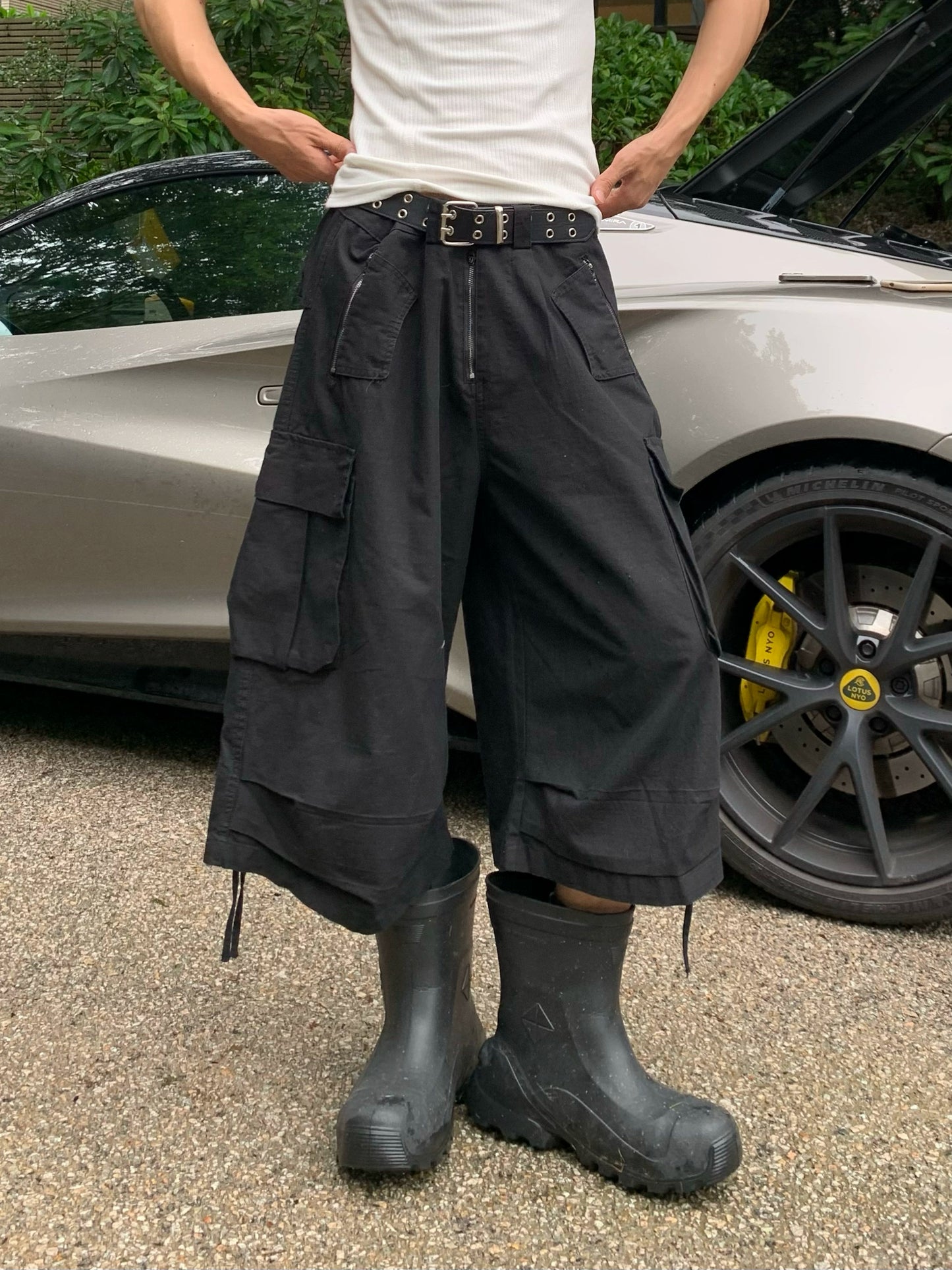 Multi-Pocket Drawstring Wide Leg Cargo Pants WN19900