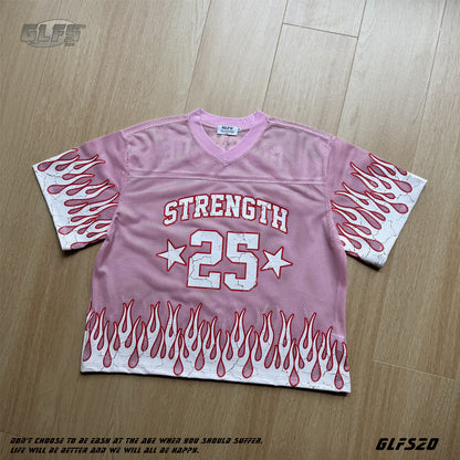 Flame Sports Letter Print Short Sleeve Shirt WN26484