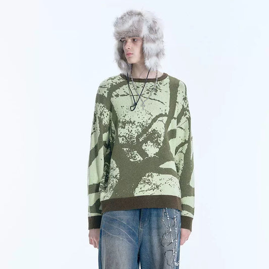 Graphic Design Print Blend Knit Sweater WN18941