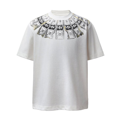 Dollar Bill Collar Print Short Sleeve T-Shirt WN26824